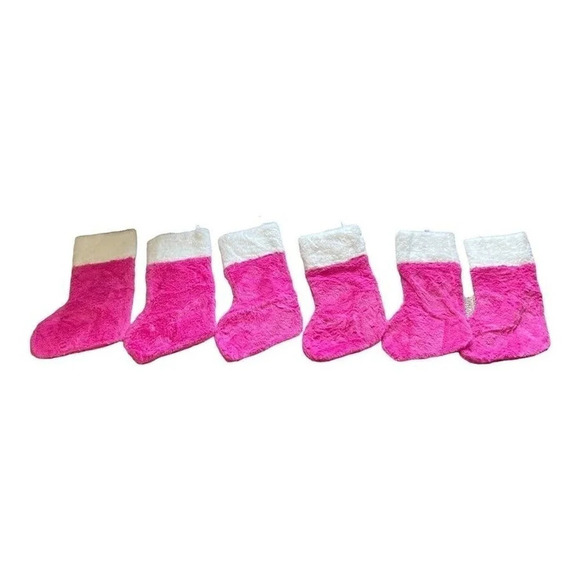 Arts Crafts Bundle of 6 Pink Hanging Stockings Christmas Colorful Party Holiday - Picture 3 of 9